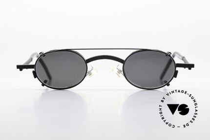 Christian Roth 2505 Oval Frame Black Clip On, matte black / silver vintage frame with black clip-on, Made for Men and Women