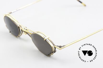 Christian Roth 2402 Octag Frame Antique Gold, with removeable CLIP-ON (for 100% UV protection), Made for Men and Women
