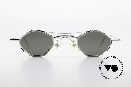Christian Roth 2402 Octagonal Frame Sun Clip, rare vintage 1990's designer specs in silver-chrome, Made for Men and Women