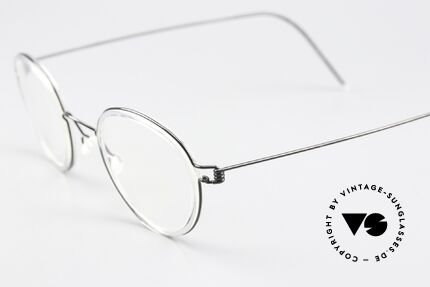 Lindberg Jackie 44 Air Titan Rim Unisex Glasses Panto Style, gray-black frame & crystal clear / transparent inner rim, Made for Men and Women