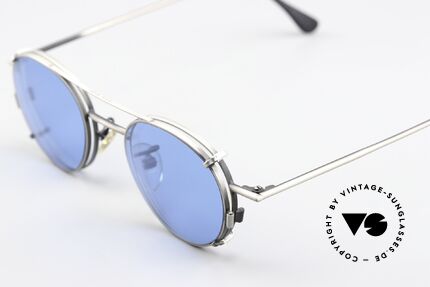 Christian Roth 2405 90's Frame Antique Silver, with removeable CLIP-ON: blue, 100% UV protection, Made for Men and Women