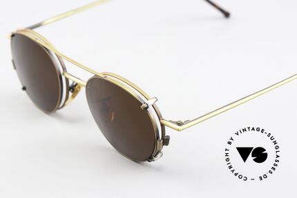 Christian Roth 2405 90's Frame Antique Bronze, with removeable CLIP-ON: brown, 100% UV protection, Made for Men and Women