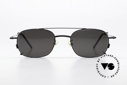 Christian Roth 2404 Square Eyewear Clip On, rare vintage designer spectacles; matte black finish, Made for Men and Women