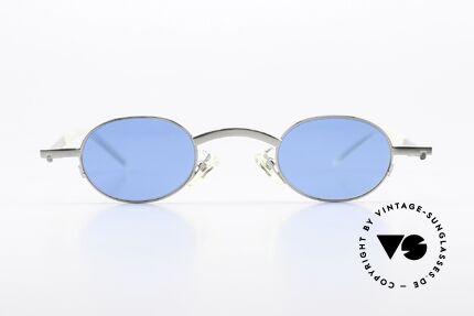 Christian Roth 2505 90s Glasses In Bauhaus Style, matte silver frame with blue sun lenses; 100% UV, Made for Men and Women