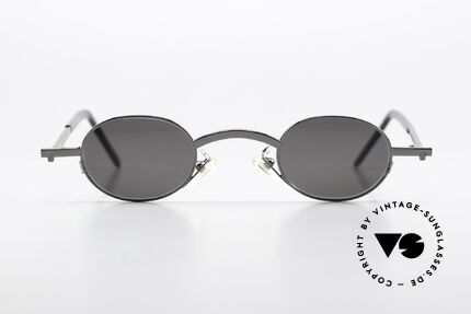 Christian Roth 2505 Small Oval Sunglasses 90's, gunmetal frame with gray sun lenses (100% UV), Made for Men and Women