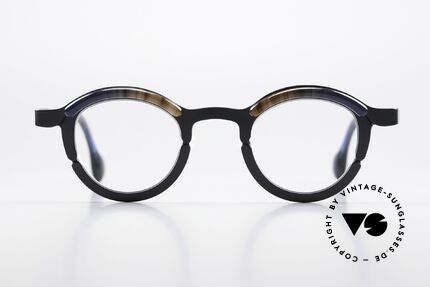 Theo Belgium Piece Round Frame Unisex Panto, great combination of colors, shapes & materials, Made for Men and Women