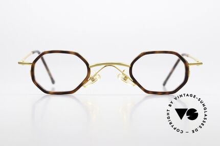 Christian Roth 2401 Square Frame Bauhaus Style, frame finish with "shiny gold" and "matte gold", Made for Men and Women