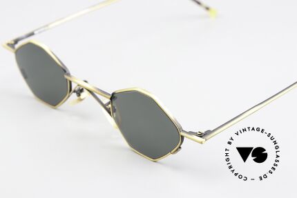 Christian Roth 2402 Octag Frame Antique Gold, with green CR39 sun lenses (for 100% UV protection), Made for Men and Women