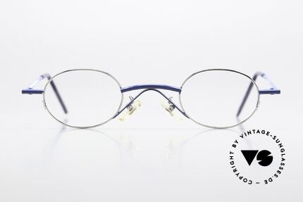 Christian Roth 2400 Oval Frame Bauhaus Style, frame finish with "shiny silver" and "dark blue", Made for Men and Women