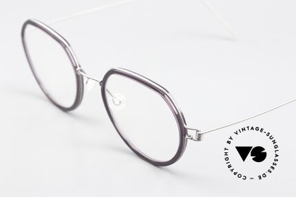 Lindberg Gillian Air Titan Rim Titanium and Dark Violet, col.10: matt silver titanium with acetate in "dark violet", Made for Women