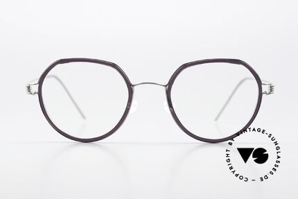 Lindberg Gillian Air Titan Rim Shiny Silver & Dark Violet, mod. Gillian, in size 47-20, temple length 145, col. 10, Made for Women
