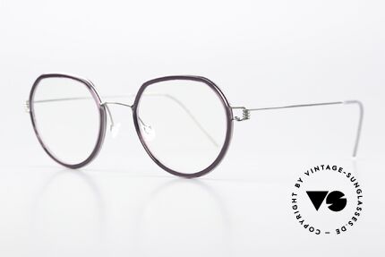 Lindberg Gillian Air Titan Rim Shiny Silver & Dark Violet, striking refined Air Titan frame with Acetate inner rim, Made for Women