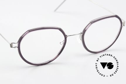 Lindberg Gillian Air Titan Rim Shiny Silver & Dark Violet, unworn, NOS, with original magnetic case by Lindberg, Made for Women