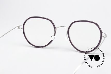 Lindberg Gillian Air Titan Rim Shiny Silver & Dark Violet, orig. Lindberg DEMO lenses can be replaced optionally, Made for Women