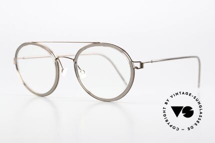 Lindberg Teitur 49 Air Titan Rim Lightweight Panto Round, bronze frame with "smoke gray" inner rim; size 49/23, Made for Men and Women