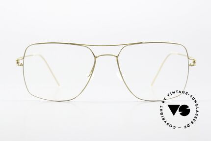 Lindberg Joshua Air Titan Rim Square Aviator Glasses, model Joshua in size 55-17, 145, col GT = dulled gold, Made for Men