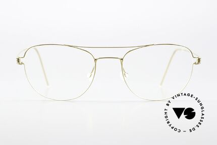 Lindberg Ole Air Titan Rim Round Pilot Design Unisex, model Ole, in size 52-20, 145, color PGT = shiny gold, Made for Men and Women