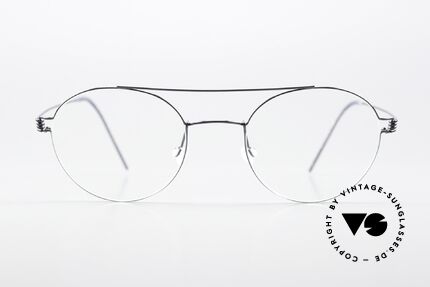 Lindberg Bruce 50 Air Titan Rim Polished Titanium Frame, panto model with crossbar: color PU16 polished gray, Made for Men and Women