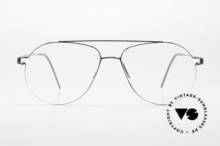 Lindberg Raymond Air Titan Rim Men's Specs Aviator Style, noble men's model with crossbar: PU9 polished black, Made for Men