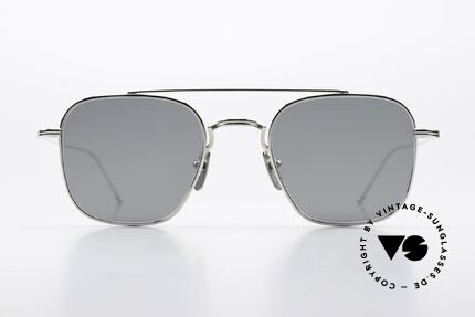 Thom Browne TBS907 Silver Mirrored Sun Lenses, titanium sunglasses for men in size 50/22, 150mm, Made for Men