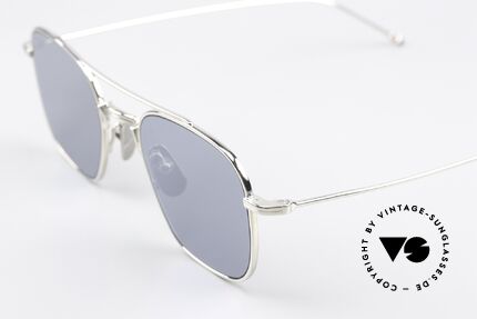 Thom Browne TBS907 Silver Mirrored Sun Lenses, silver mirrored sun lenses for 100% UV protection, Made for Men