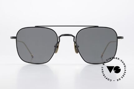 Thom Browne TBS907 Men's Shades Black Gold, titanium sunglasses for men in size 50/22, 150mm, Made for Men
