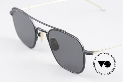 Thom Browne TBS907 Men's Shades Black Gold, non-reflecting gray sun lenses; 100% UV protection, Made for Men
