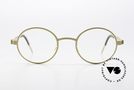 Lindberg 9587 Strip Titanium Round Glasses Men & Women, model 9587, in size 43-21, 135mm temples, color GT, Made for Men and Women