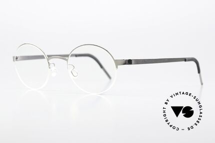 Lindberg 7413 Strip Titanium Round Nylor Frame Silver, semi rimless (with nylor thread);  P10: polished silver, Made for Men and Women