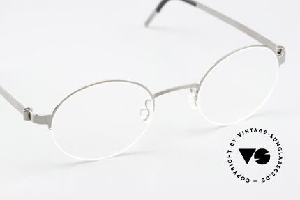 Lindberg 7413 Strip Titanium Round Nylor Frame Silver, unworn, new old stock with original case by Lindberg, Made for Men and Women