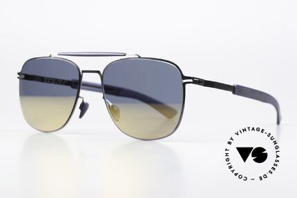 Mykita Mylon Elon Flash Mirrored Sun Lenses, Shiny Graphite/Navy Blue Pearlygold Flash, Made for Men