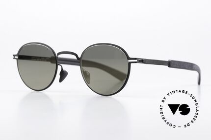 Mykita Mylon Quince Mirrored Panto Sunglasses, color 243: Black / Pitch Black Gunmetal Flash, Made for Men and Women