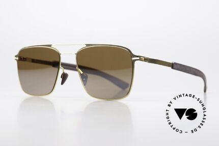 Mykita Mylon Flax Light Mirrored Sun Lenses, 244: Gold / Ebony Brown Siennabrown Flash, Made for Men