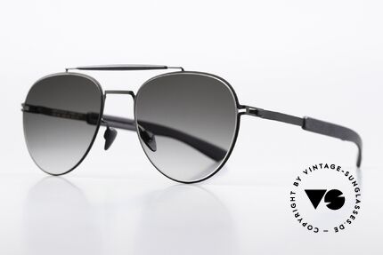 Mykita Mylon Sloe Designer Aviator Sunglasses, color 243: Black/Pitch Black / Grey Gradient, Made for Men and Women