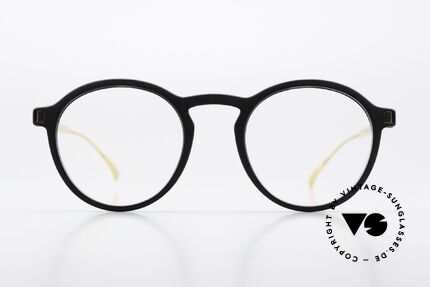 Mykita Mylon Acai Round Panto Black Gold, size 48-21, col. 306: Pitch Black/Glossy Gold, Made for Men and Women