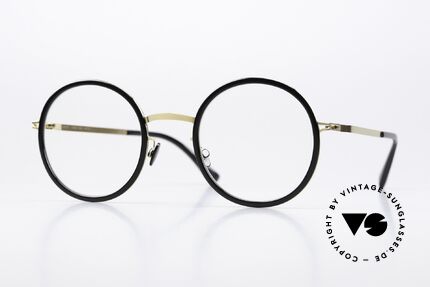Mykita Meja Round Glasses Black Gold Details