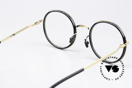 Mykita Meja Round Glasses Black Gold, frame can be glazed with prescriptions or sun lenses, Made for Men and Women