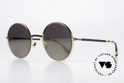 Mykita Joona Light Mirrored Sun Lenses, color 056 is "Gold/Black", ladies shades in LARGE size, Made for Women