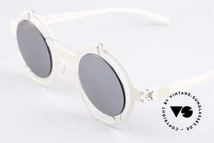 Mykita Madeleine Damir Doma Designer Shades, code 218 is called = 'Silver / Cinerous Grey Flash', Made for Men and Women