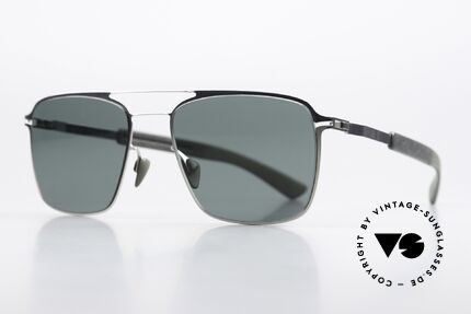 Mykita Mylon Flax Striking Men's Sunglasses, color 245: Silver/Storm Grey Neophan Solid, Made for Men