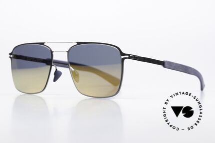 Mykita Mylon Flax Gold Mirrored Navy Blue, Shiny Graphite/Navy Blue Pearlygold Flash, Made for Men
