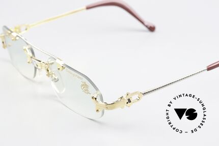 Machiavelli 17-301 Philosopher's Specs Rimless, gold-plated titanium & slightly tinted demo lenses, Made for Men