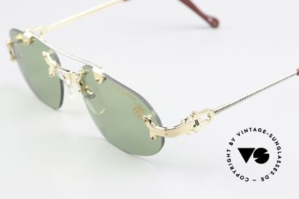 Machiavelli 14-305 Philosopher's Sunglasses, gold-plated titanium and green tinted sun lenses, Made for Men