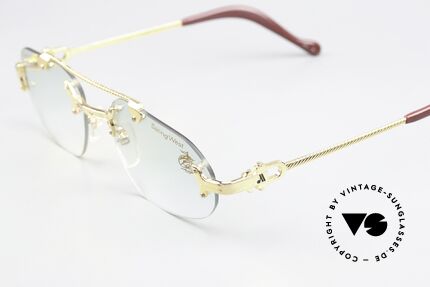 Machiavelli 14-303 Opulent 80s Glasses Rimless, gold-plated titanium & slightly tinted demo lenses, Made for Men