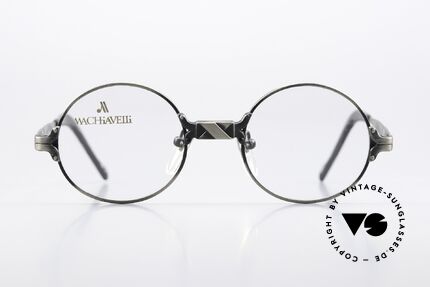 Machiavelli 4-50 80's Titan Frame Antique, round shape, size 44-20, in antique silver / titanium, Made for Men and Women