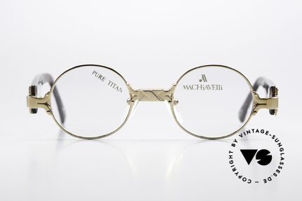 Machiavelli 1-10 Spectacles With A Conscience, round design in 42-20 with distinctive acetate temples, Made for Men and Women