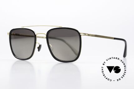 Mykita Hanno Square Sunglasses Mirrored, col. 945 'Black/Gold' with slightly mirrored sun lenses, Made for Men and Women