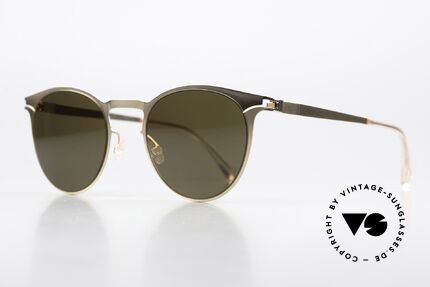 Mykita Federico Unisex Sunglasses Panto, col 291 = "Champagne Gold Rawbrown"; unisex model, Made for Men and Women
