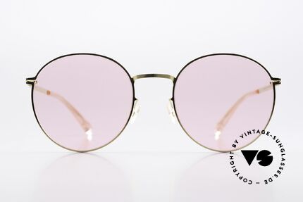 Mykita Studio 7.4 Pink Panto Sunglasses, color code 013: 'Glossy Gold / Jelly Pink Solid', Made for Men and Women