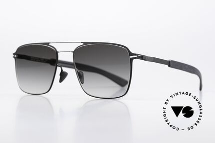 Mykita Mylon Flax Gray Gradient Sun Lenses, col. 243: Black / Pitch Black Gunmetal Flash, Made for Men